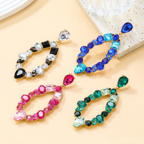 Zinc Alloy Stud Earring fashion jewelry & for woman & with rhinestone nickel lead & cadmium free Sold By Pair