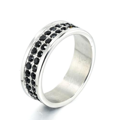 Strass roestvrij staal vinger ring, 304 roestvrij staal, mode sieraden & uniseks & verschillende grootte voor keus & met strass, meer kleuren voor de keuze, nikkel, lood en cadmium vrij, wide:8mm, Verkocht door PC