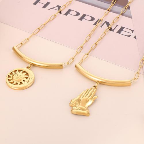 Collier d'acier titane, bijoux de mode & styles différents pour le choix & pour femme, Or, protéger l'environnement, sans nickel, plomb et cadmium, Longueur Environ 390 mm, Vendu par PC