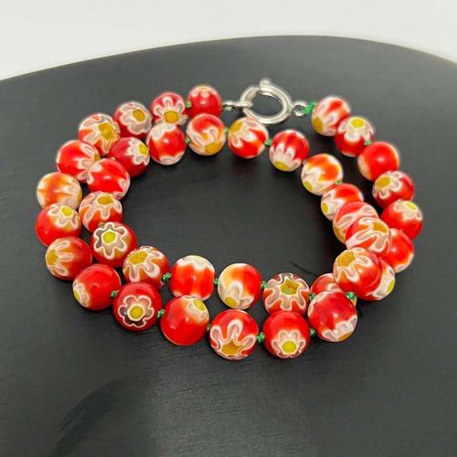 Collier Murano, Millefiori Lampwork, Rond, bijoux de mode & unisexe, plus de couleurs à choisir, 10mm, Longueur Environ 38 cm, Vendu par PC