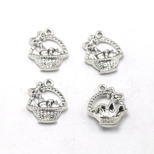 Zinc Alloy Pendants Flower Basket antique silver color plated vintage & DIY nickel lead & cadmium free Approx Sold By Bag