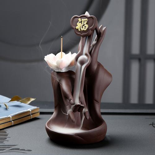 Backflow Incense Burner Purple Clay handmade for home and office & durable & multifunctional Sold By PC