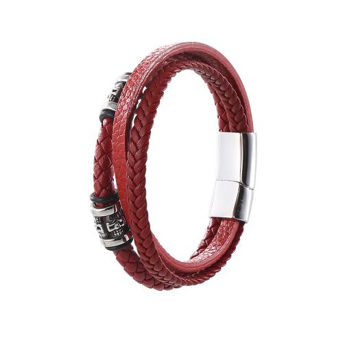 PU cavo bracciali, with 304 acciaio inox, gioielli di moda & lunghezza differente per scelta & per l'uomo, nessuno, Venduto da PC