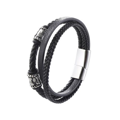 PU cavo bracciali, with 304 acciaio inox, gioielli di moda & lunghezza differente per scelta & per l'uomo, nessuno, Venduto da PC