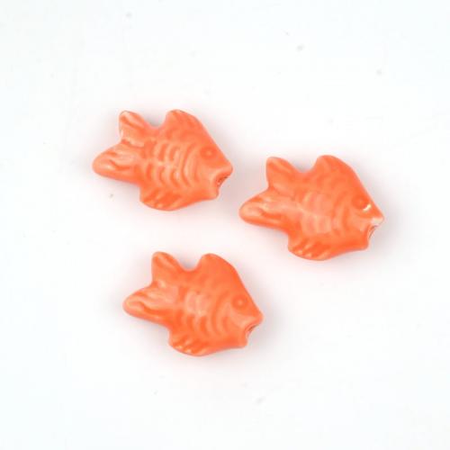 Porzellan Schmuckperlen, Fisch, DIY, keine, 15x19mm, Bohrung:ca. 2mm, ca. 100PCs/Tasche, verkauft von Tasche