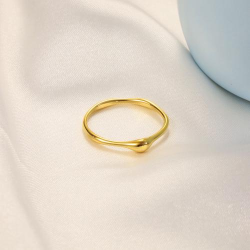 Anillo de dedo de acero inoxidable, acero inoxidable 304, chapado, diverso tamaño para la opción & para mujer, dorado, Vendido por UD