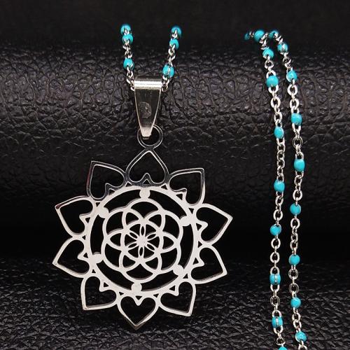 Edelstahl Schmuck Halskette, 304 Edelstahl, poliert, Modeschmuck & unisex, Silberfarbe, frei von Nickel, Blei & Kadmium, 32x32mm, Länge ca. 50 cm, verkauft von PC