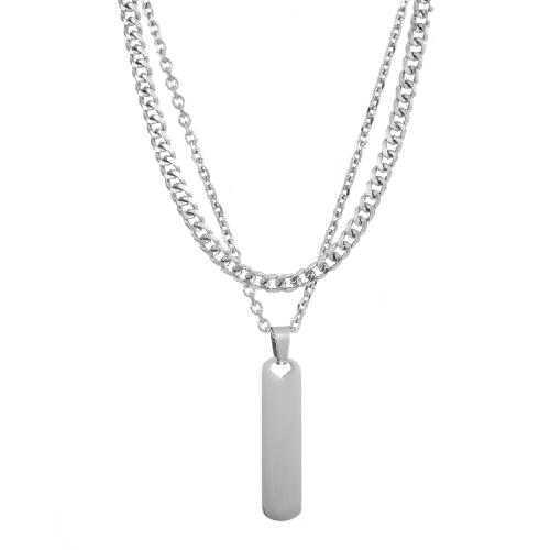 Collana in acciaio inossidabile, 304 acciaio inox, with 5cm extender chain, Doppio strato & gioielli di moda & per l'uomo, Lunghezza Appross. 53 cm, Appross. 58 cm, Venduto da set