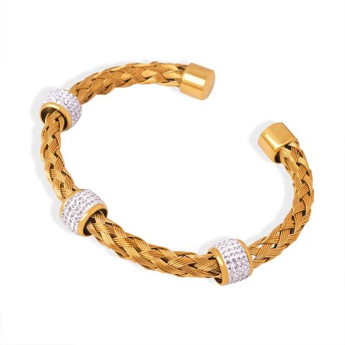 Pulsera de acero de titanio, Partículas de acero, con Checo, 18K chapado en oro, Joyería & para mujer, dorado, 6mm, diámetro interior:aproximado 60mm, Vendido por UD