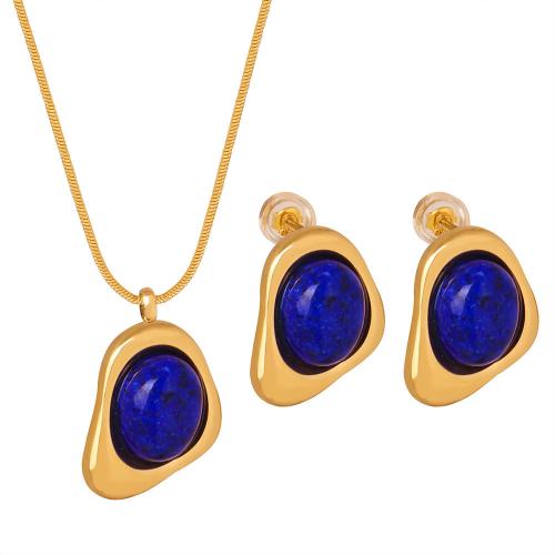 Sets de Joyas, Partículas de acero, con Piedra natural, Joyería & diferentes estilos para la opción & para mujer, más colores para la opción, earring 13*17mm, longitud aproximado 40 cm, Vendido por UD