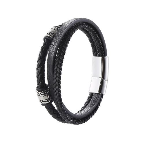 PU Cord Armband, med 304 rostfritt stål, mode smycken & olika längd för val & för människan, fler färger för val, Säljs av PC