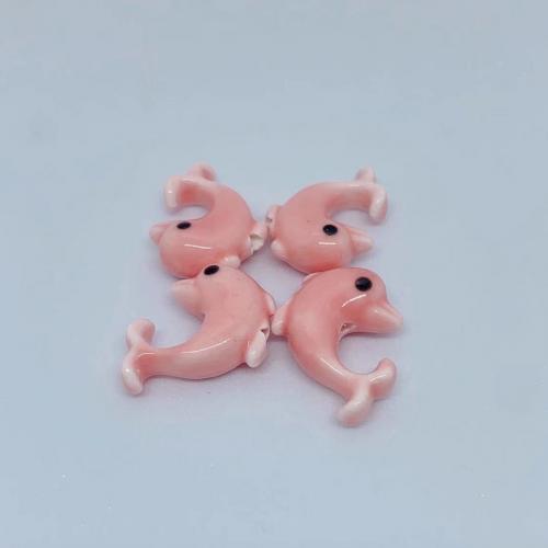 Porzellan Schmuckperlen, Dolphin, DIY, keine, 14.70x21.50mm, Bohrung:ca. 2mm, ca. 100PCs/Tasche, verkauft von Tasche