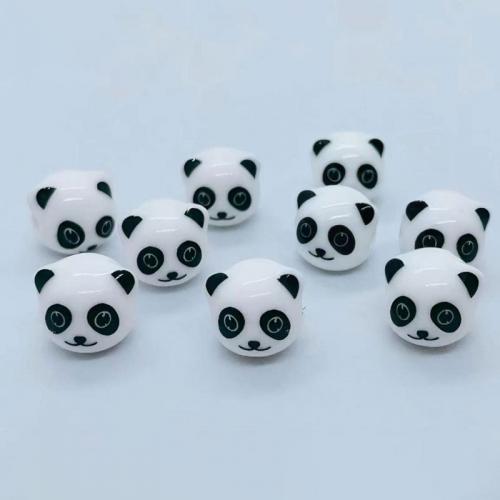 Porculan Nakit perle, Panda, možete DIY & različitih stilova za izbor, bijeli i crni, 11x12mm, Rupa:Približno 2.5mm, Približno 100računala/Torba, Prodano By Torba