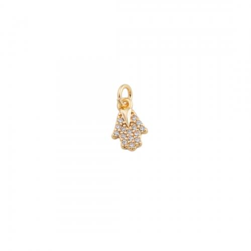 Cubic Zirconia Micro Pave bronze Pingente, cobre, banhado, DIY & micro pavimento em zircônia cúbica, dourado, 9.50x6x1.50mm, Buraco:Aprox 2mm, vendido por PC