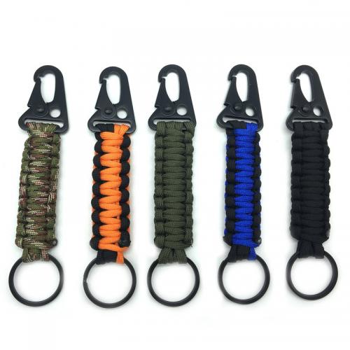 Parachute Cord Karabinhage Nøglering, med Zinc Alloy, Bærbare & Unisex, flere farver til valg, 140x32mm, Solgt af PC