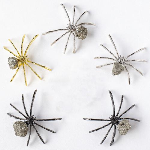 Golden Pyrite Dekoration, med Zinc Alloy, Spider, forgyldt, flere farver til valg, 45x55mm, Solgt af PC