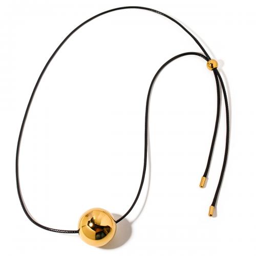 Collier de bijoux en acier inoxydable, Acier inoxydable 304, avec corde de cire, bijoux de mode & pour femme, doré, 25mm, Vendu par Environ 67 cm brin