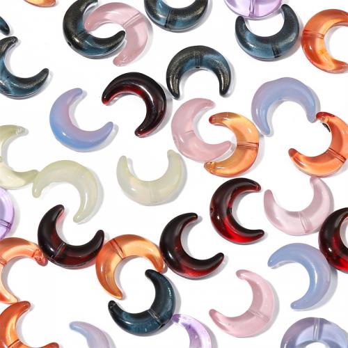 Fashion Glasperler, Glas, Moon, du kan DIY, flere farver til valg, 15x12mm, 10pc'er/Bag, Solgt af Bag