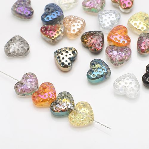 Abalorios de Cristal, Vidrio, Corazón, Bricolaje, más colores para la opción, 13x15mm, agujero:aproximado 1mm, 20PCs/Bolsa, Vendido por Bolsa