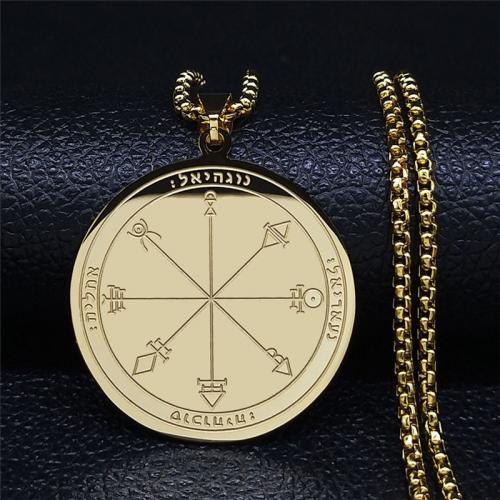 Collana in acciaio inossidabile, 304 acciaio inox, Placcato oro 18K, gioielli di moda & per l'uomo, nessuno, assenza di nichel,piombo&cadmio, 35x35mm, Lunghezza Appross. 60 cm, Venduto da PC