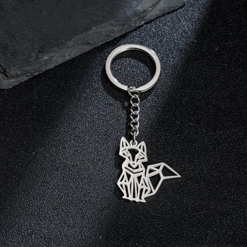 Z nerezové oceli Key zavírací, 304 Stainless Steel, Liška, dutý, stříbro, Prodáno By PC