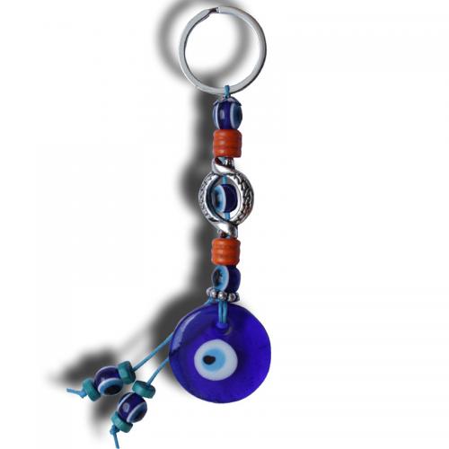 Key Chain, Zinc Alloy, med Lampwork & Resin, sølvfarvet forgyldt, Unisex & onde øje mønster, nikkel, bly & cadmium fri, 140mm, Solgt af PC