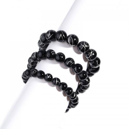 Natural Black Stone Beads Round DIY black Sold By Strand