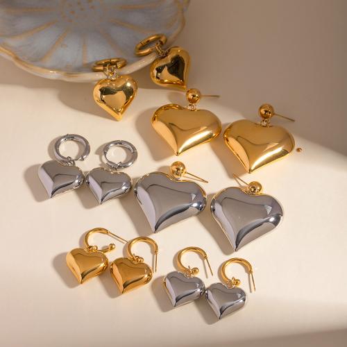 Stainless Steel Drop Earring 304 Stainless Steel Heart plated fashion jewelry Sold By Pair