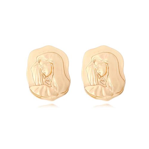 Pendientes de Perno de Aleación de Zinc, chapado, Joyería & tallado & para mujer, dorado, libre de níquel, plomo & cadmio, 29x22mm, Vendido por Par