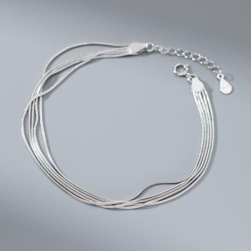 Sterling Silver Βραχιόλια, 925 Sterling Silver, με 3.5CM επεκτατικού αλυσίδας, επιχρυσωμένο, για τη γυναίκα, ασήμι, Μήκος Περίπου 17 cm, Sold Με PC