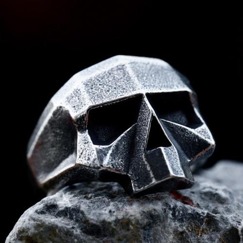 Titanium Steel Finger Ring Skull polished vintage & for man original color Approx 4mm US Ring Sold By PC