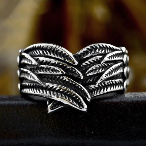 Titanium Steel Finger Ring Angel Wing polished vintage & for man original color US Ring Sold By PC