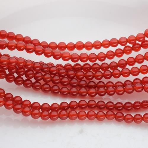 Naturlig rød agat perler, Red Agate, Runde, poleret, du kan DIY, rød, 6mm, Ca. 63pc'er/Strand, Solgt af Strand