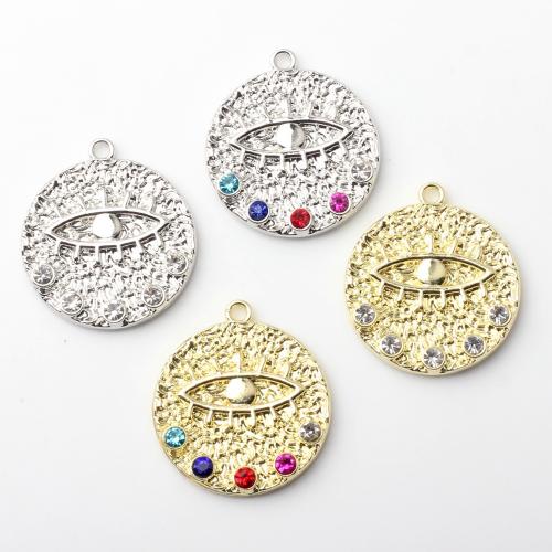 Zinc Alloy Rhinestone Pendants Flat Round plated fashion jewelry & DIY & with rhinestone nickel lead & cadmium free Sold By PC