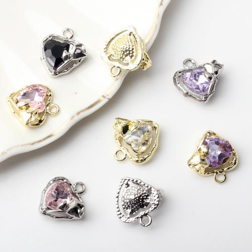 Zinc Alloy Rhinestone Pendants Heart plated DIY & with rhinestone nickel lead & cadmium free Sold By PC