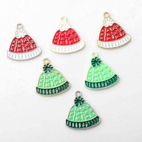 Zinc Alloy Christmas Pendants Christmas Hat plated DIY & enamel nickel lead & cadmium free Sold By Bag