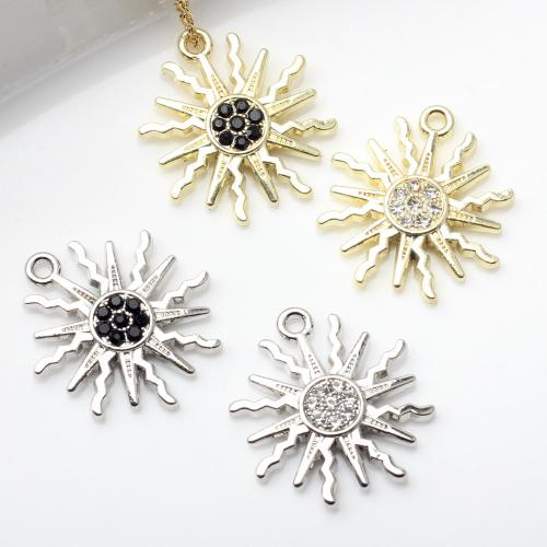 Zinc Alloy Rhinestone Pendants Sun plated DIY & with rhinestone nickel lead & cadmium free Sold By PC