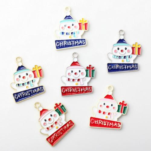 Zinc Alloy Jul Vedhæng, Snowman, forgyldt, du kan DIY & emalje, flere farver til valg, nikkel, bly & cadmium fri, 16x20mm, Solgt af PC