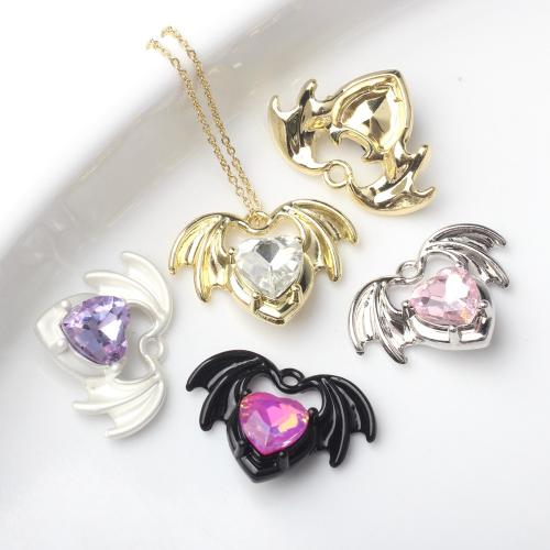 Zinc Alloy Rhinestone Pendants Heart plated DIY & with rhinestone nickel lead & cadmium free Sold By PC