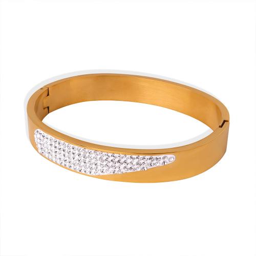 Quelques Bracelet à et Bangle, Acier titane, avec Tchèque, bijoux de mode & unisexe, plus de couleurs à choisir, 10mm, Diamètre intérieur:Environ 60mm, Vendu par PC