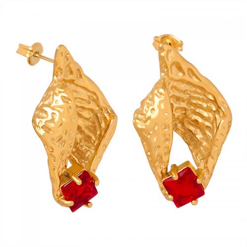 Tíotáiniam Cruach Earring, Cruach Tíotáiniam, Conch, 18K ór plátáilte, jewelry faisin & micrea réiteach zirconia ciúbach & do bhean, órga, 18x30mm, Díolta De réir Péire