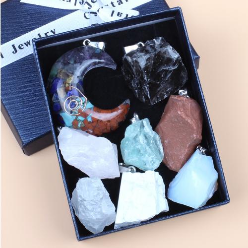 Gemstone Pendants Jewelry DIY mixed colors Sold By Box