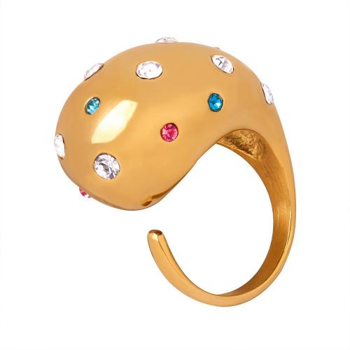 Anillo de dedo de Titantium Acero, Partículas de acero, chapado, Joyería & para mujer & con diamantes de imitación, más colores para la opción, libre de níquel, plomo & cadmio, Vendido por UD