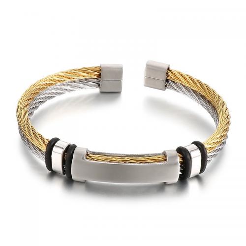 Bracelet en acier inoxydable, Acier inoxydable 304, Placage, Double couche & bijoux de mode & pour homme, plus de couleurs à choisir, protéger l'environnement, sans nickel, plomb et cadmium, Inside Diameter:62mm,wide:4mm, Vendu par PC