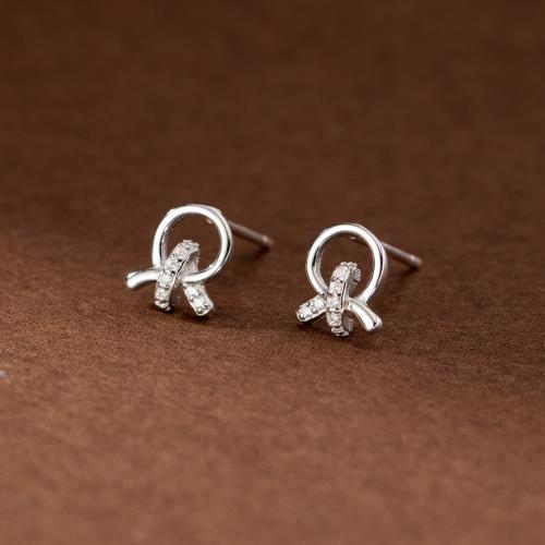 Cubic Zirkonia Micro Pave Sterling Silver Korvakorut, 925 Sterling Silver, päällystetty, Micro Pave kuutiometriä zirkonia & naiselle, enemmän värejä valinta, 6mm, Myymät Pair