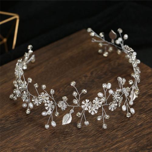 Diadema, aleación de zinc, con diamantes de imitación & Perlas plásticas, Joyería & para mujer & con diamantes de imitación, más colores para la opción, libre de níquel, plomo & cadmio, 360x70mm, Vendido por UD