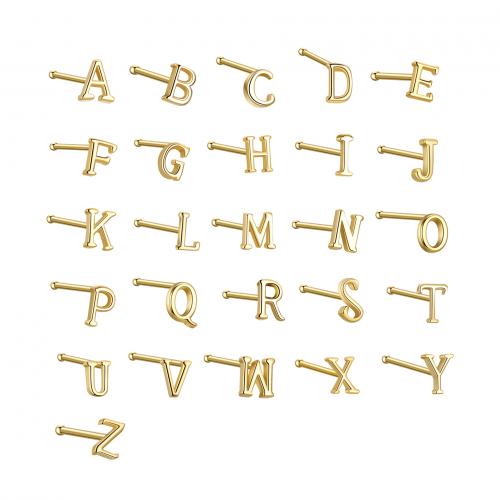 Argent sterling 925 Bijoux de Piercing de Nez, Lettre d’alphabet, Placage, unisexe & modèles différents pour le choix, plus de couleurs à choisir, 10x3mm, Vendu par PC