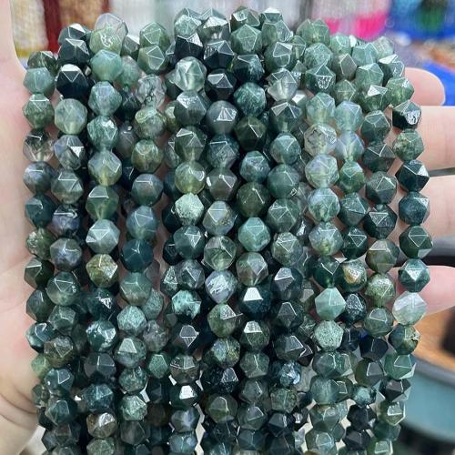 Βρύα φυσικό Agate χάντρες, Moss Agate, DIY & πολύπλευρη, βαθύ πράσινο, 8mm, Sold Per Περίπου 38 cm Strand