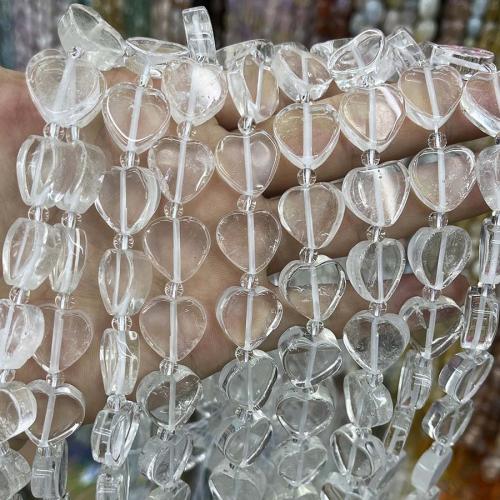 Naturliga Clear Quartz pärlor, Hjärta, DIY, klar, 16mm, Såld Per Ca 38 cm Strand