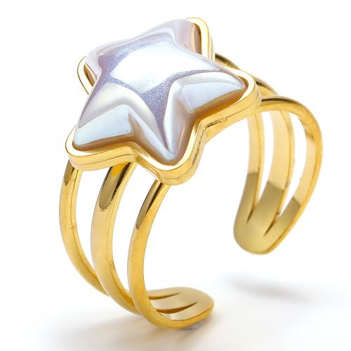 Titantium Cruach Finger Ring, Cruach Tíotáiniam, le Pearl Plaisteacha, Star, jewelry faisin & do bhean, órga, Díolta De réir PC